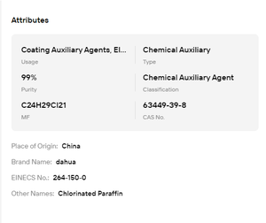 CP52 Chlorinated <b>Paraffin</b> 52% Industrial Additive Flame Retardant for Coating and Textile Use - Product Image 6