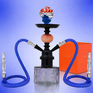 Set de Shisha de Vidrio al por Mayor con Cazoleta de Cerámica, Acabado Lacado, 2 Mangueras, Pipa Completa <span class=keywords><strong>para</strong></span> Fumar con Pinzas y Kit de Accesorios - Product Image 1