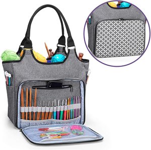 Bolsa de Ganchillo Tejida a Mano, Organizador de Almacenamiento de Hilo de Marca Personalizada para Madejas de Hilo, Agujas de Tejer, Ganchos y Bolsa de Transporte para Tejer - Product Image 4
