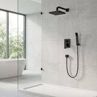 kit de robinetterie de douche, robinet de douche, salle de bains, ensemble de système de robinets de pluie noir