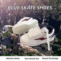 Chaussures de skate décontractées pour femmes bleu clair, style coréen, avec semelle épaisse antidérapante, chaussures de sport