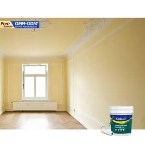 Pintura acrílica de látex de pared Interior semibrillante de alta calidad, proveedores de pintura de látex de emulsión amarilla mate a base de agua barata
