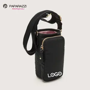 # PA0393 Bolsa multifuncional para celular feminina com logotipo personalizado, bolsa crossbody de nylon reciclada para celular, bolsa crossbody para bebidas e voos