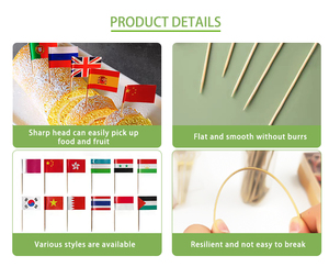 أعلام مسواك الخيزران الطبيعية القابلة للتخصيص قابلة للتحلل الحيوي للاستخدام مرة واحدة للمطعم فاتح الشهية والطعام والحلوى - Product Image 3