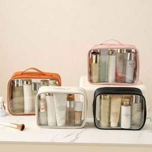 New High-End <b>Transparent</b> PVC Candy Water Resistant Storage <b>Bag</b> Portable Large Travel Case Zipper Soft Handle Women's Cosmetic - Product Image 2