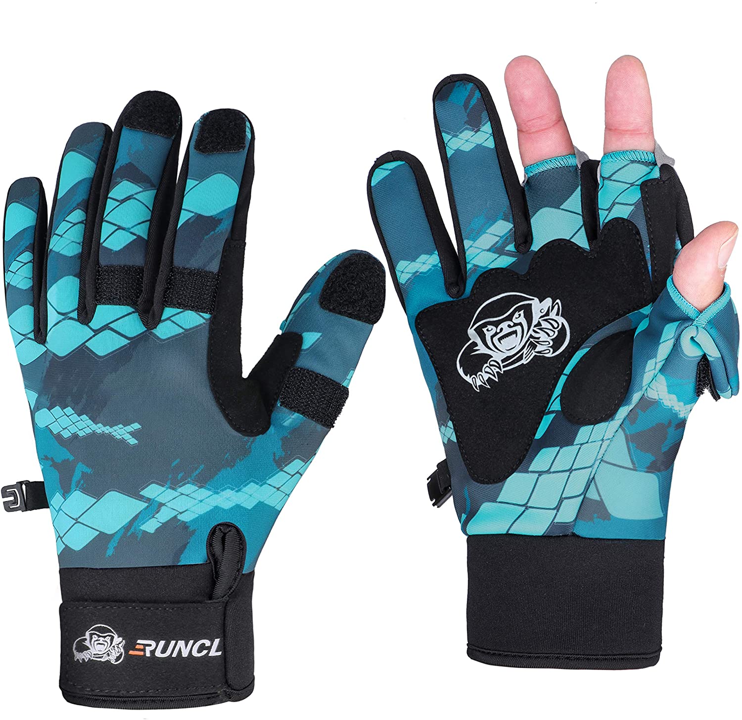 Перчатки для рыбалки на зиму; Теплая рагуилову, сенсорный экран на открытом воздухе Рыбалка перчатки неопрен 3 пальцы Cut для велосипедистов с защитой от ветра для мужчин