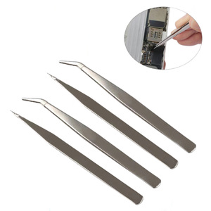 Pincettes de précision Yidasen 100 mm en acier inoxydable, pointes courbées et droites pour cils, ongles, bricolage et usage domestique - Product Image 4
