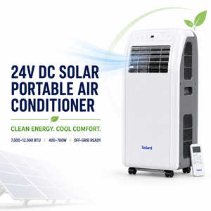 Climatiseur portable 24V DC R32 écologique 7000-<span class=keywords><strong>12000</strong></span> <span class=keywords><strong>BTU</strong></span>, refroidissement/chauffage, compact, sur roues, silencieux, pour la maison et l'extérieur - Product Image 1