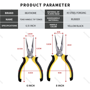 מכירה חמה 45#פלדה מבנה בנייה הנדסה תיקון מכאני מחט אף צבת אף ארוך צבת 8 אינץ' - Product Image 5