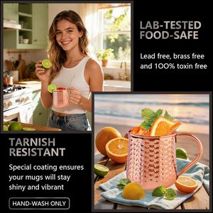UNISWEET Tazze Classiche Fatte a Mano per Moscow Mule, Bevande Fredde, Cocktail, Birra, Vino, Feste e Bar - Product Image 6