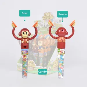 Venta caliente Agent Xiaolefeng Candy Toy Cartoon Plastic Monkey Toy con Cymbal para niños pequeños Popular Street Stalls Item - Product Image 2