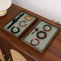 Vente en gros de plaques en bois de noyer brun de luxe plateau de présentation de bijoux vert kaki pour la décoration intérieure plateau de service de bague de fête