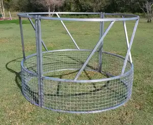 Customized Animal Feeders Galvanized Round Cattle Hay Feeder Portable Cradle Sheep Feeder