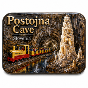 Magnete per Frigorifero WeiVista, Souvenir delle Grotte di Postojna in Slovenia, Treno Sotterraneo di Olm, Produttore Personalizzato - Product Image 1
