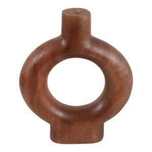 Vaso in Ceramica Rotondo con Dettagli in Legno di Mango per Soggiorno, Vaso Decorativo per Fiori, Esposizione per Ufficio, Stile Casual - Product Image 5
