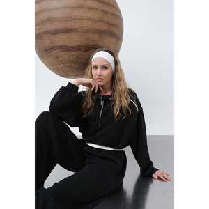 Ensemble deux pièces en tricot pour femmes Noir Manches longues Décontracté Automne Respirant - Product Image 6