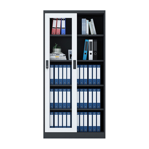 Armoire de classement en acier avec porte coulissante verrouillable, design moderne et étagères réglables pour bureau à domicile et appartement - Product Image 5