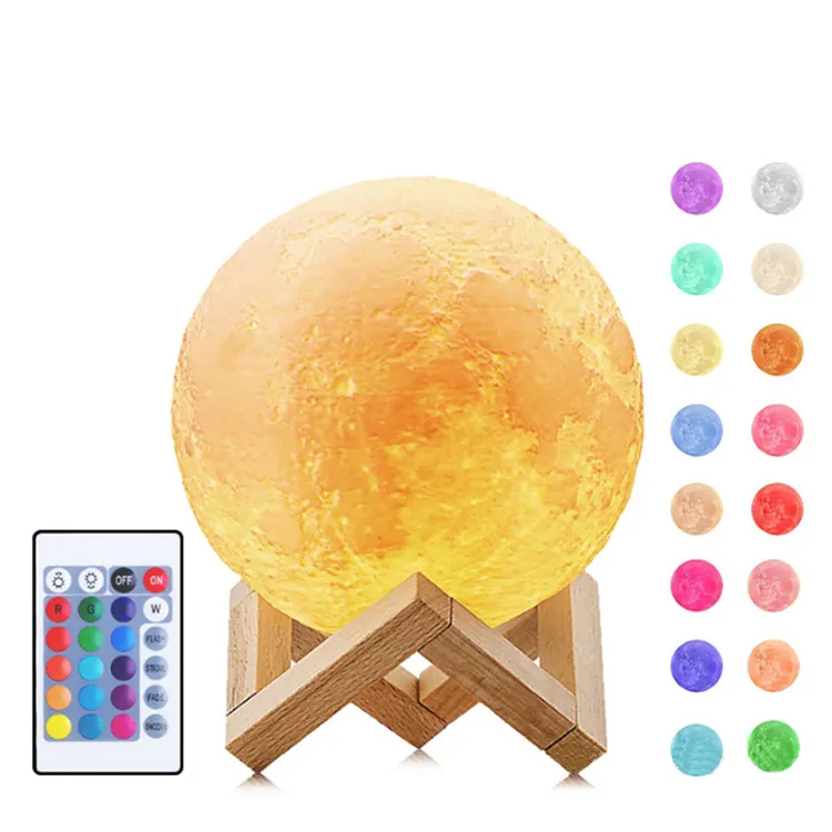 Modern Lunar Light Rechargeable 16 Colors Touch Night Lamp Remote control Led 3D Moon Night Lights for living room