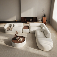 Ensemble de canapés en tissu de style italien minimaliste, luxe léger, pour salon, salon de beauté, gîte, espace de repos, réception, design incurvé créatif