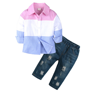 Conjunto de Ropa de Moda para Niños 2022, Conjunto de Ropa para Niños, Primavera Otoño, Camisa de Manga Larga, Pantalones Vaqueros, Traje de 2 Piezas, Conjuntos de Ropa para Niños - Product Image 3