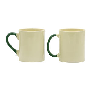 Zibo Ceramic Coffee <b>Mug</b> 11oz Milky White Glaze Two-Tone Handle Screen Printing Gift Ready - Product Image 1