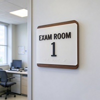 Panneau personnalisé ADA pour salle d'examen en braille, cadre en bois, acrylique dépoli, lettres 3D en relief, panneau de porte pour cabinet médical, hôpital, clinique