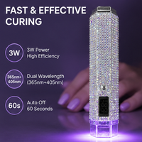 Lampe à ongles LED UV portable 3W rechargeable sans fil, mini séchoir à ongles manuel, pour usage domestique, en plastique, avec diamants colorés