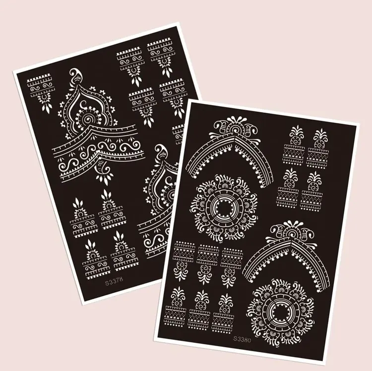 High Quality Three Layer Medium Henna Tattoo Stencils Glitter Tattoo Stencil Reusable Tattoo Stencils Body Template