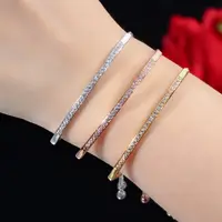 Bracelet Bangle AAA Zircons Adjustable Bracelet Bangle For Women Captivate Bar Slider Brilliant Rose Gold Color Jewelry