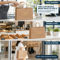 Sacs à provisions en papier kraft avec logo personnalisé et poignées torsadées pour l'emballage de vente au détail des cafés