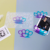 Moule en Silicone en Résine Époxy Porte-clés de Défense Personnelle Coups de Poing Américain à 4 Cavités "Early Riser" Outil de Fabrication de Pendentifs et Boucles d'Oreilles