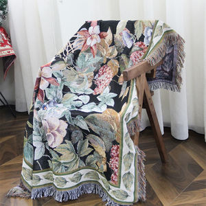 ओएम निर्माता कारखाने कस्टम विंटेज पुष्प जैक्वार्ड टेपेस्ट्री कंबल बुना हुआ फ्रिंज कंबल बुना हुआ फ्रिंज कंबल और बीविज्ञान प्रमाणित - Product Image 4