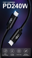 Câble de charge USB Type C 2.0 en nylon haute vitesse PD240W 1M/2M, courant 5A, QC3.0, tressé et durable pour iOS et ordinateurs portables