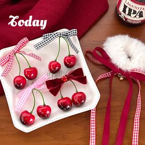 คลิปหนีบผมรูปโบว์เชอร์รี่สไตล์เกาหลีญี่ปุ่นกิ๊บติดผมสำหรับนักเรียนผู้หญิงที่คาดผมอเนกประสงค์ - Product Image 2