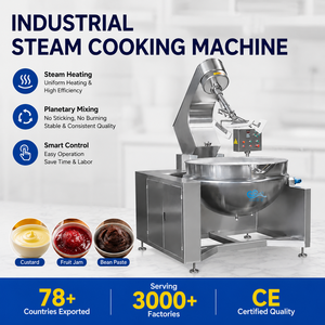 Marmite de cuisson industrielle automatique <span class=keywords><strong>pour</strong></span> crème et pâte à haute viscosité avec agitateur planétaire et racloir CE - Product Image 1