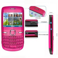 Teléfono con Teclado QWERTY C3-00, 2G GSM WiFi Desbloqueado, Pantalla QVGA de 2.4'', Batería de 1320mAh, Cámara de 2MP, Radio FM, Bluetooth, Redes Sociales, Teléfono Móvil Compacto y Delgado