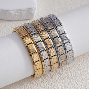 Heart Patterned Modular Bracelet Titanium Steel Elastic Band Unisex Jewelry Gift - Product Image 1