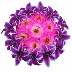 <span class=keywords><strong>Flores</strong></span> decorativas <span class=keywords><strong>de</strong></span> lirio, guirnaldas <span class=keywords><strong>de</strong></span> <span class=keywords><strong>flores</strong></span> púrpuras artificiales <span class=keywords><strong>para</strong></span> arreglo funerario - Product Image 1