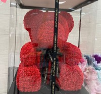AYOYO OEM Rose Gift 40cm Ours en peluche rose rouge Fleur artificielle Cadeau de Noël 2025 Cadeau de la Saint-Valentin Ours en fleurs pour femmes