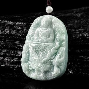Colgante de Jadeíta Natural con Dragón Chino y Buda, Joyería para Hombre, Estilo Budista Chino, Regalo con Certificado de Tasación FG48 - Product Image 1
