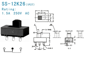 SS-12K26 Mini trượt chuyển 3 vị trí 1p2t uốn Pin Micro Deco chuyển đổi <span class=keywords><strong>2</strong></span> vị trí spdt chức năng 2p3t - Product Image 4