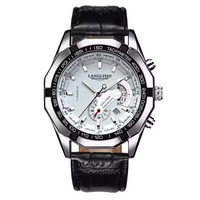 Montre en verre de quartz imperméable 1801, bracelet en acier inoxydable lumineux, diamètre 45 mm, largeur du bracelet 25 mm, affichage à aiguilles