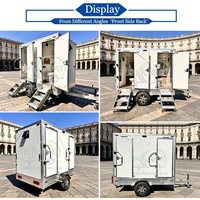 Promotion : Remorque WC Mobile 2 Postes à Essieu Unique, Toilettes Portables avec Lavabo, Miroir et Fenêtre pour Événements Extérieurs