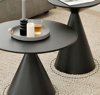 ATUNUS Mobilier de salon industriel de style antique ensemble de table basse ronde en métal blanc pour table basse d'appoint pour canapé et thé