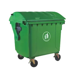 Zware Hdpe Plastic 1100 Liter Afvalbakken Mobiele Plastic Container Met Een Platte Deksel