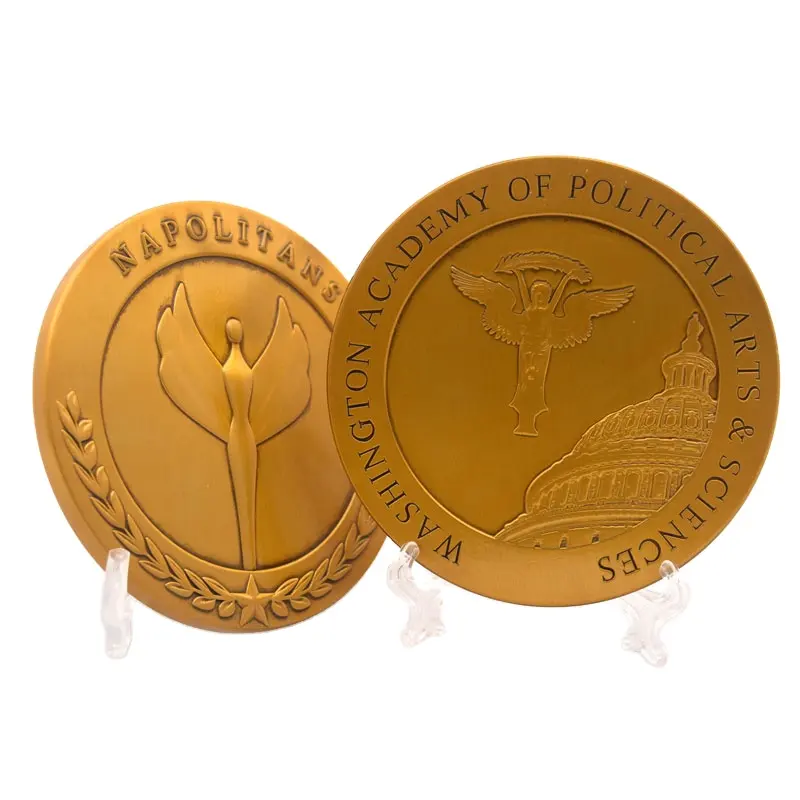 Moneda antigua conmemorativa de oro 3D, Logo en relieve