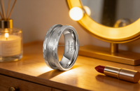 POYA Wolframring Blanko Gehämmert 8MM DIY Anpassbar für Alle Arten von Materialien
