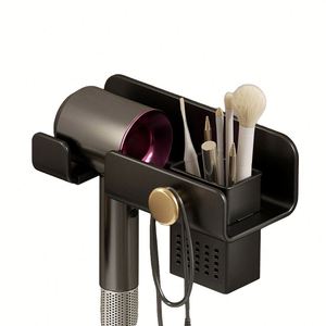 Support mural en acier inoxydable pour sèche-cheveux, organisateur de rangement pour outils capillaires, support métallique en fer pour sèche-cheveux - Product Image 1