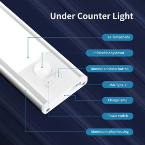 Siêu mỏng 3 màu Dimmable 5V USB sạc <span class=keywords><strong>LED</strong></span> cảm biến chuyển động ánh sáng cho tủ bếp tủ quần áo tủ chiếu sáng trong nhà - Product Image 6