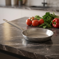Sartén de Acero Inoxidable Comercial de Alta Resistencia con Mango Largo Remachado para Cocina Multiusos, Ideal para Restaurantes
